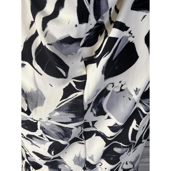 Lauren Ralph Lauren Black White Blue Floral Ruched Sheath Dress Size 12 - Picture 3 of 6